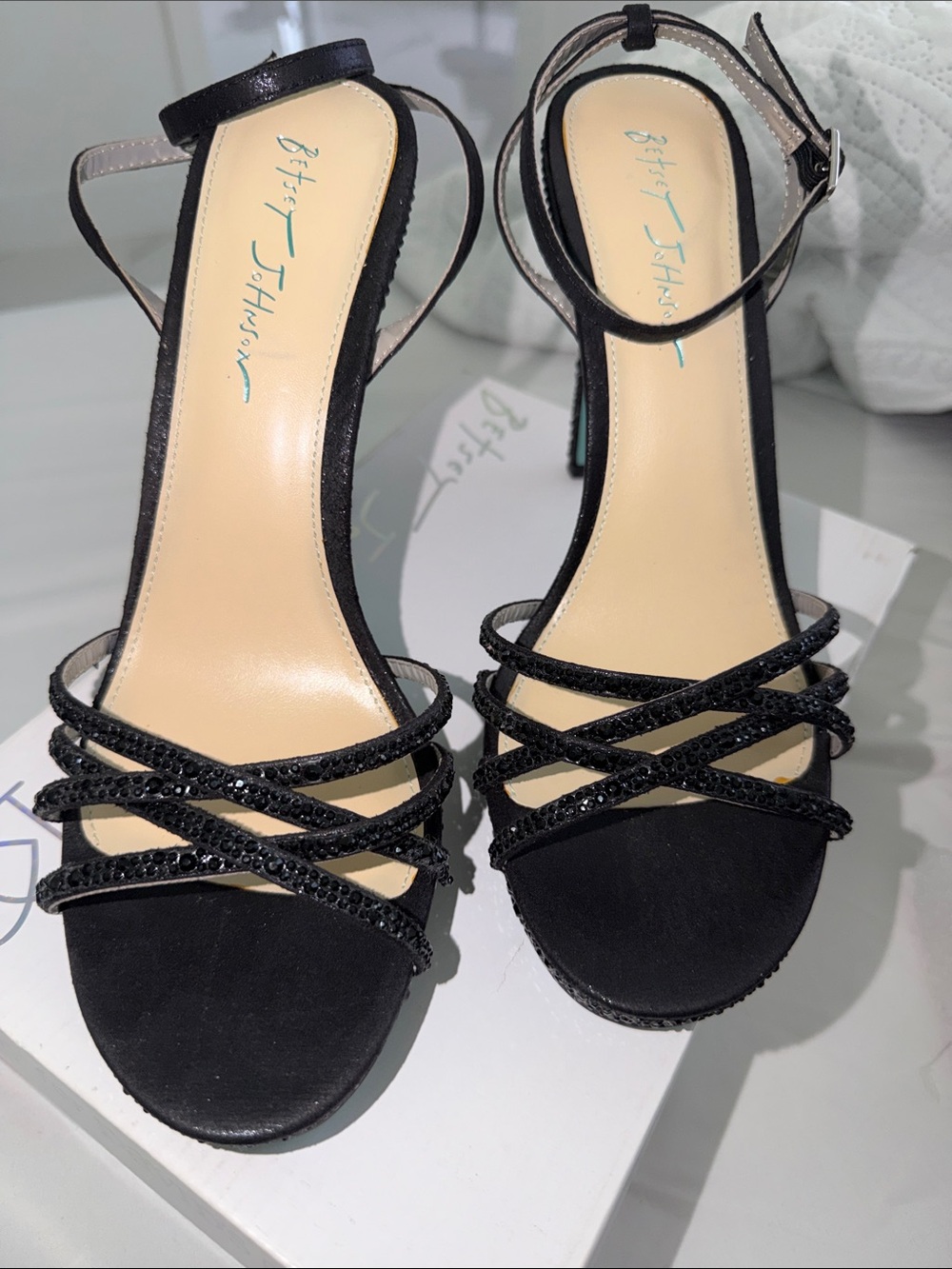 Betsey Johnson Black Strappy Platform Stiletto Sandals - Picture 4 of 5